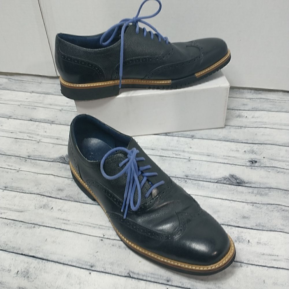 Men’s Cole Haan Oxfords Shoes Size 12M Black Leather Wingtip Great Jones .